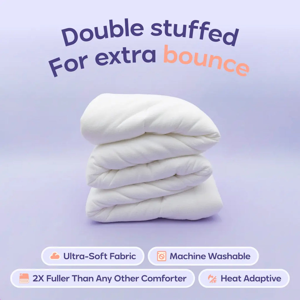 Mellow Sleep | Marshmellow Comforter - Double-Stuffed Ultra-Soft A-Class Fabric Heat-Adaptive Vegan Fill OEKO-TEX Certified Machine Washable