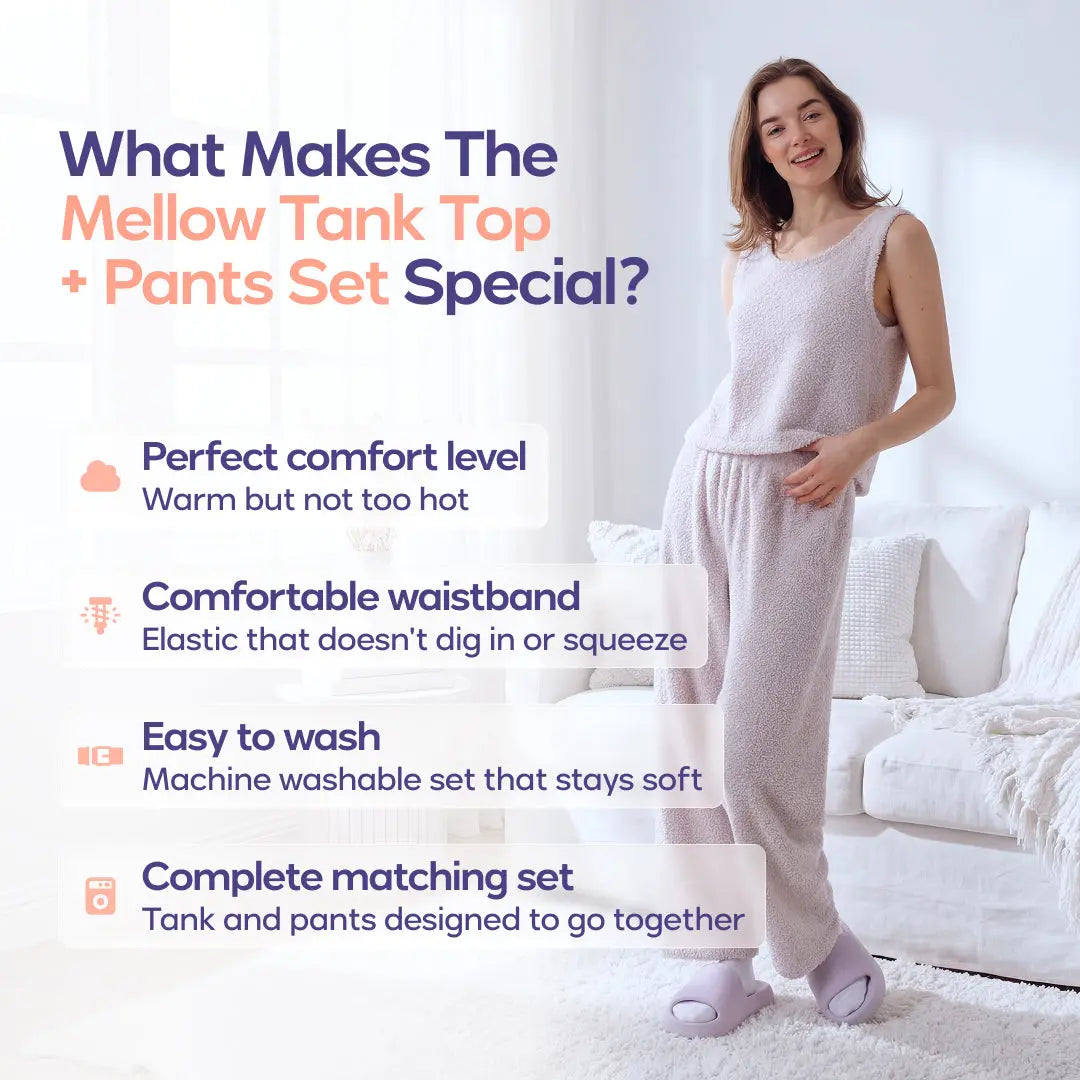 Mellow Sleep | Mellowsoft Lounge Set - Cloud Soft Double Sided Plush Fleece Loungewear Ultra Cozy Pajama Robe Set Warm Comfortable Home Sleepwear