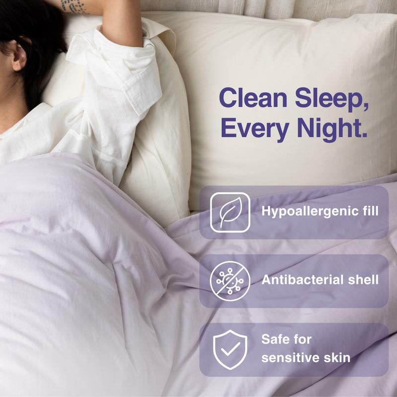 Temperature Controlling Comforter Lavender: 2 Comforter in 1, Built-In Duvet Cover, Hypoallergenic, Antibacterial Year-Round Comforter
