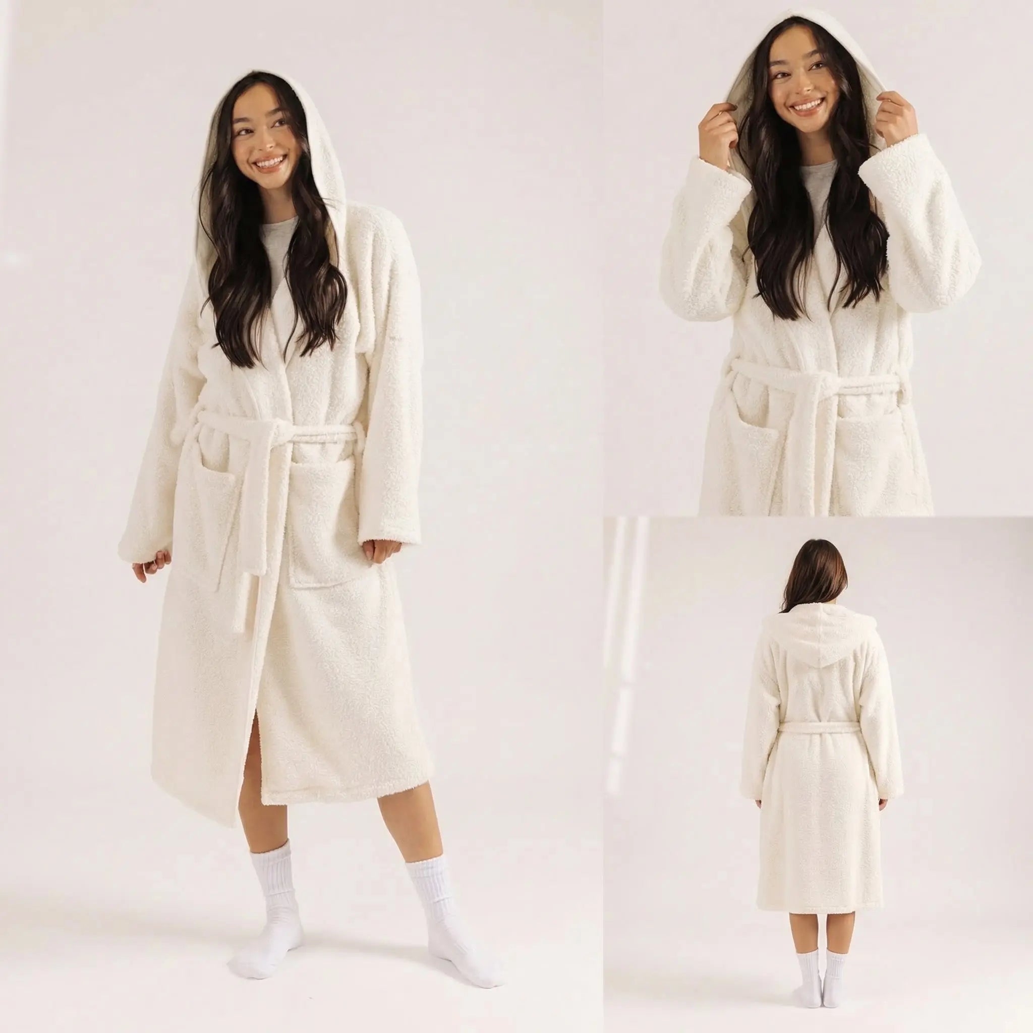 Mellow Sleep | Mellowsoft Hooded Robe – Double Sided Plush Fleece Loungewear, Ultra Soft Cloud like Bathrobe Pajama Gown, Cozy Warm Robe for Home Relaxation, Lounge & Sleepwear