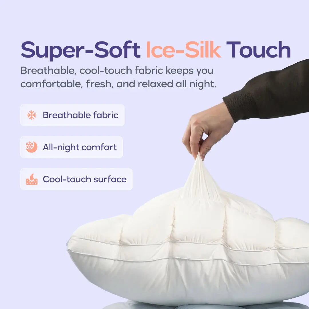 Mellow Sleep | Mellow Puff Pillow Soft Quilted Puff-Grid Design Pillow