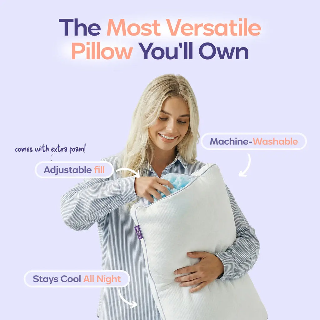 Mellow Sleep | Adjustable Pillow Shredded Memory Foam Pillow Hypoallergenic Breathable Best Pillow of 2025