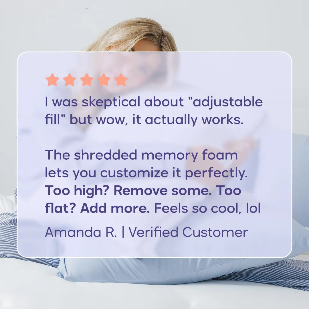 Mellow Sleep | Adjustable Pillow Shredded Memory Foam Pillow Hypoallergenic Breathable Best Pillow of 2025