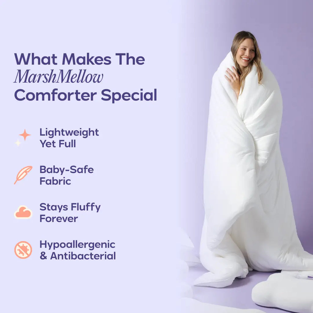Mellow Sleep | Marshmellow Comforter - Double-Stuffed Ultra-Soft A-Class Fabric Heat-Adaptive Vegan Fill OEKO-TEX Certified Machine Washable