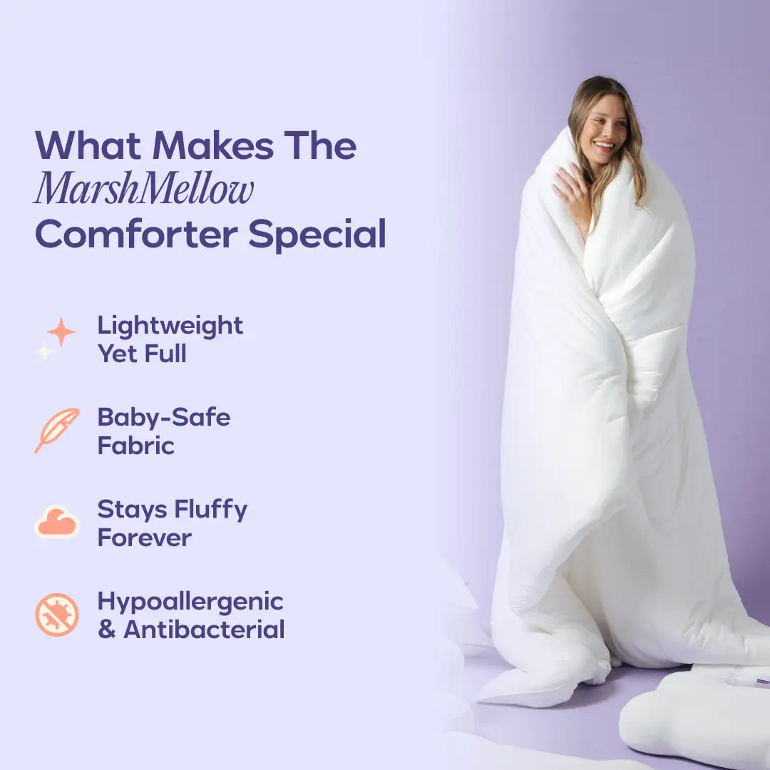 Mellow Sleep | Marshmellow Comforter - Double-Stuffed Ultra-Soft A-Class Fabric Heat-Adaptive Vegan Fill OEKO-TEX Certified Machine Washable