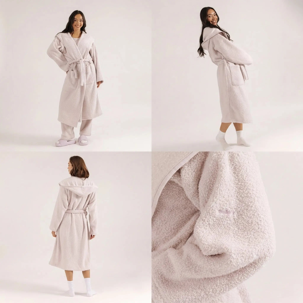 Mellow Sleep | Mellowsoft Hooded Robe – Double Sided Plush Fleece Loungewear, Ultra Soft Cloud like Bathrobe Pajama Gown, Cozy Warm Robe for Home Relaxation, Lounge & Sleepwear