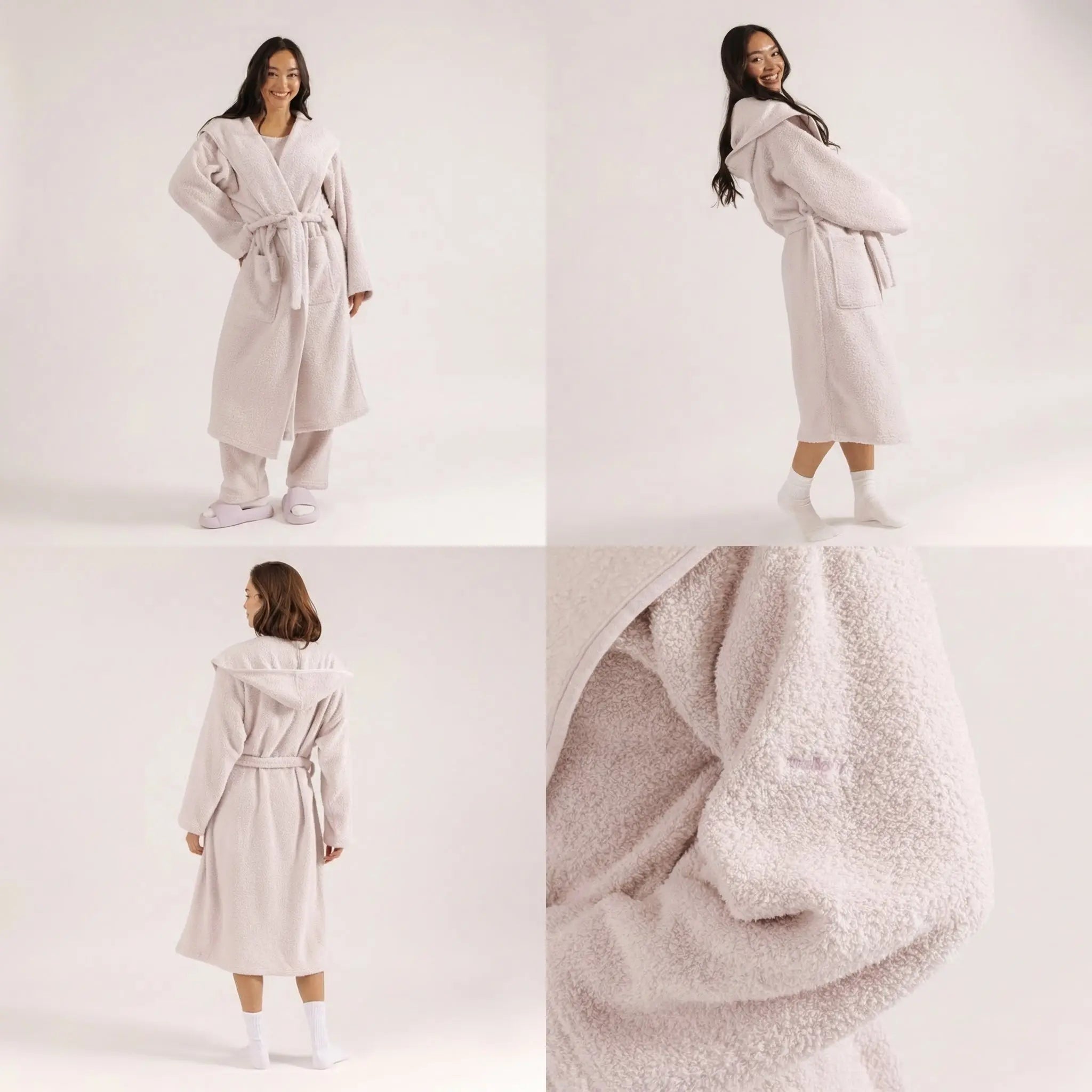 Mellow Sleep | Mellowsoft Hooded Robe – Double Sided Plush Fleece Loungewear, Ultra Soft Cloud like Bathrobe Pajama Gown, Cozy Warm Robe for Home Relaxation, Lounge & Sleepwear