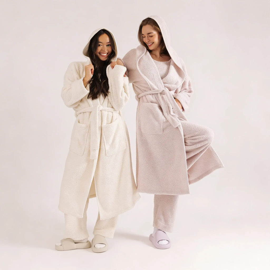 Mellow Sleep | Mellowsoft Hooded Robe – Double Sided Plush Fleece Loungewear, Ultra Soft Cloud like Bathrobe Pajama Gown, Cozy Warm Robe for Home Relaxation, Lounge & Sleepwear