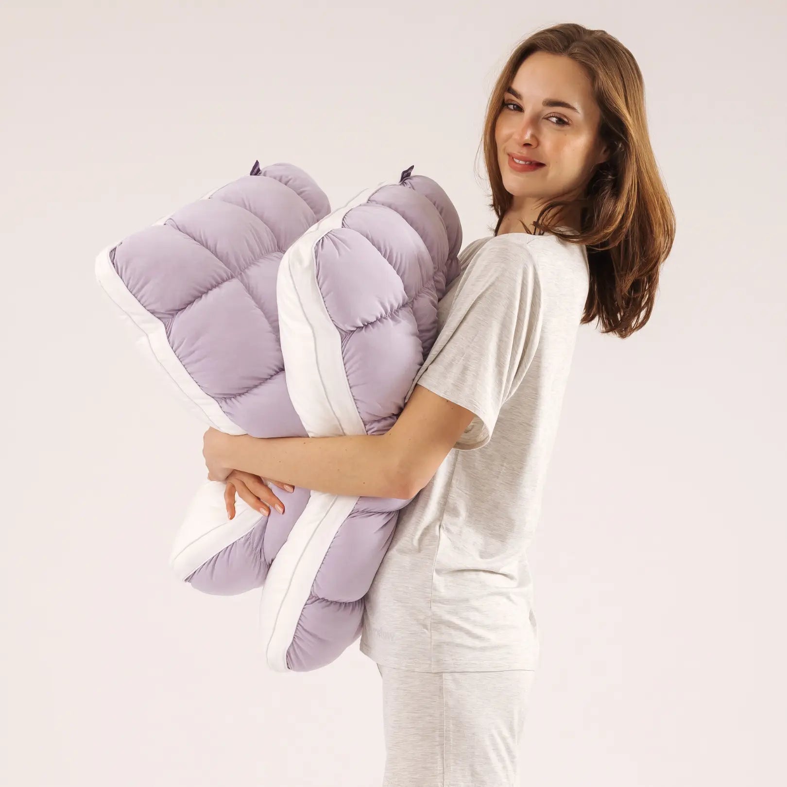 Mellow Sleep | Mellow Puff Pillow Soft Quilted Puff-Grid Design Pillow