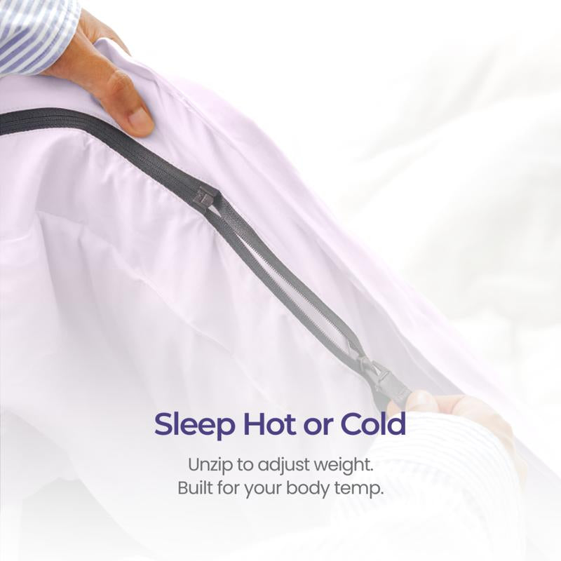 Temperature Controlling Comforter Lavender: 2 Comforter in 1, Built-In Duvet Cover, Hypoallergenic, Antibacterial Year-Round Comforter