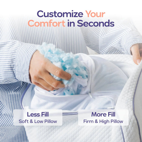Mellow Sleep | Adjustable Pillow Shredded Memory Foam Pillow Hypoallergenic Breathable Best Pillow of 2025