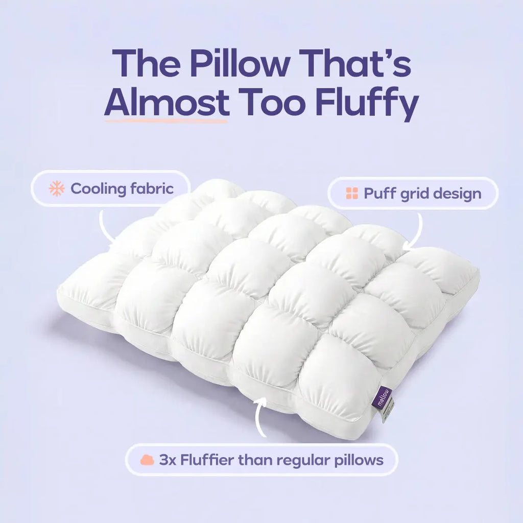 Mellow Sleep | Mellow Puff Pillow Soft Quilted Puff-Grid Design Pillow