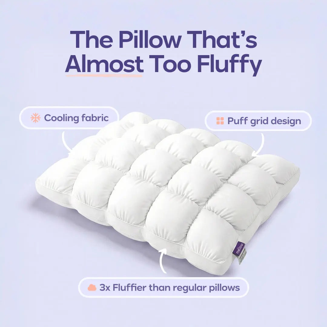 Mellow Sleep | Mellow Puff Pillow Soft Quilted Puff-Grid Design Pillow