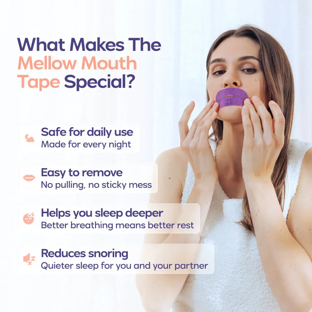 Mellow Sleep | Mouth Tape for Sleep Gentle Hypoallergenic Sleep Tape for Nasal Breathing Snoring Relief Comfortable Night Sleep Aid