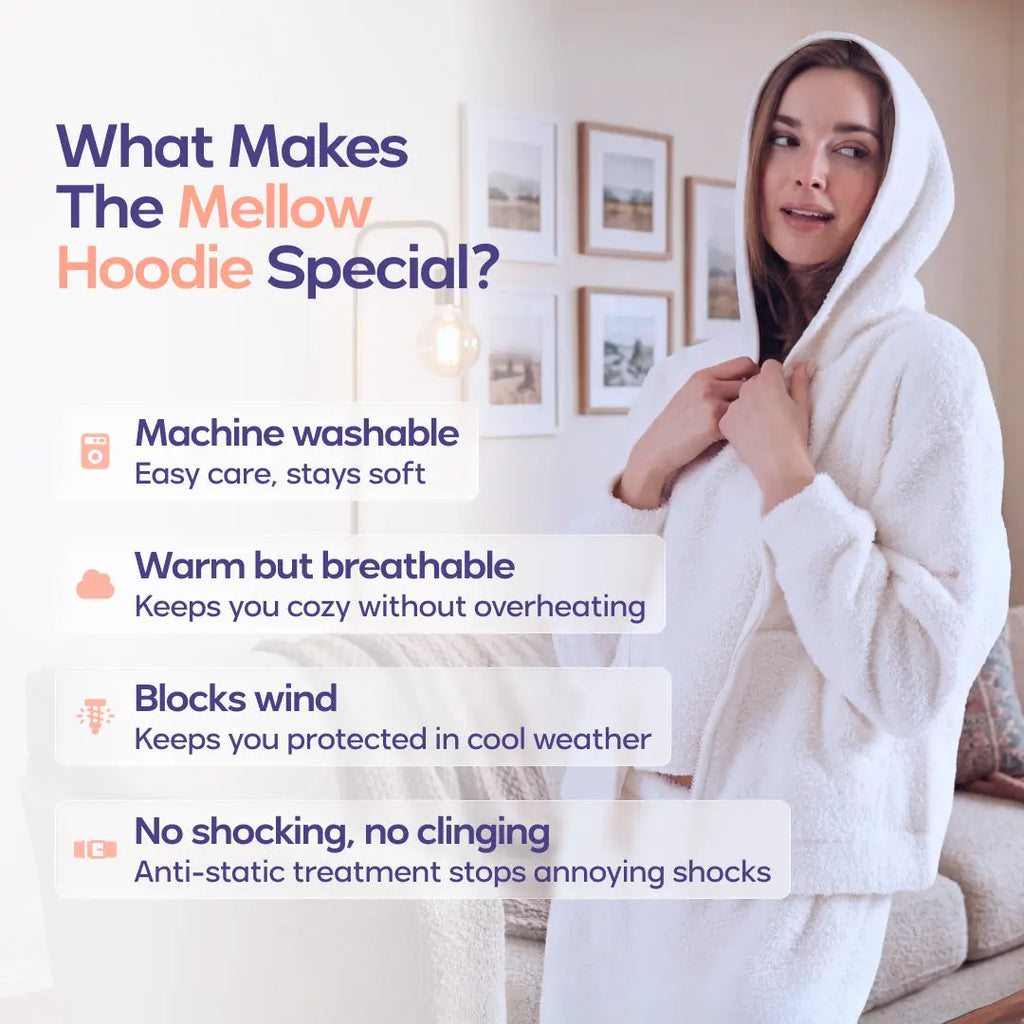 Mellow Sleep | Zip-Up Hoodie – the Softest Hoodie Ever. Cloud Soft Zip Hoodie Double Sided Plush Fleece Cozy Loungewear Ultra Soft Warm Pajama Hoodie Comfortable Home Outfit