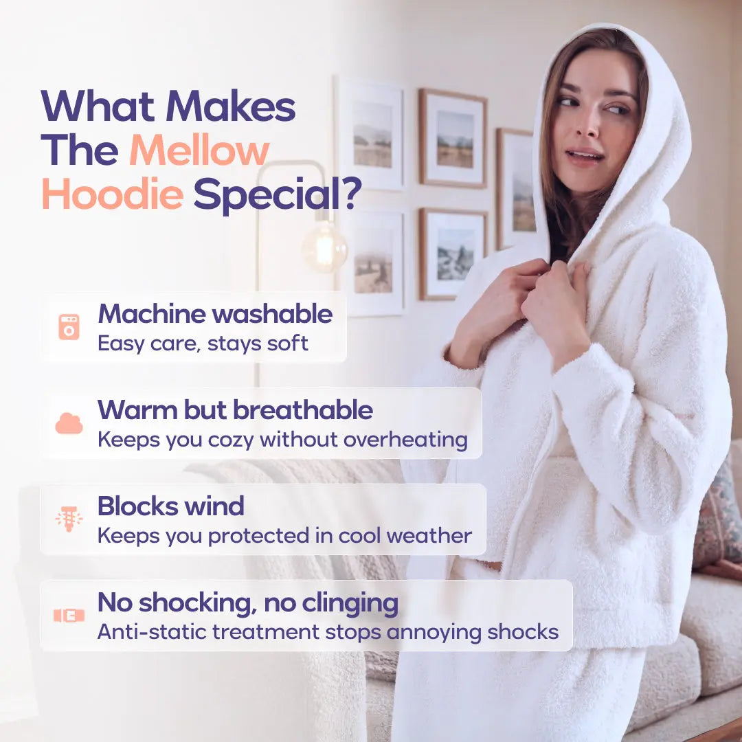 Mellow Sleep | Zip-Up Hoodie – the Softest Hoodie Ever. Cloud Soft Zip Hoodie Double Sided Plush Fleece Cozy Loungewear Ultra Soft Warm Pajama Hoodie Comfortable Home Outfit