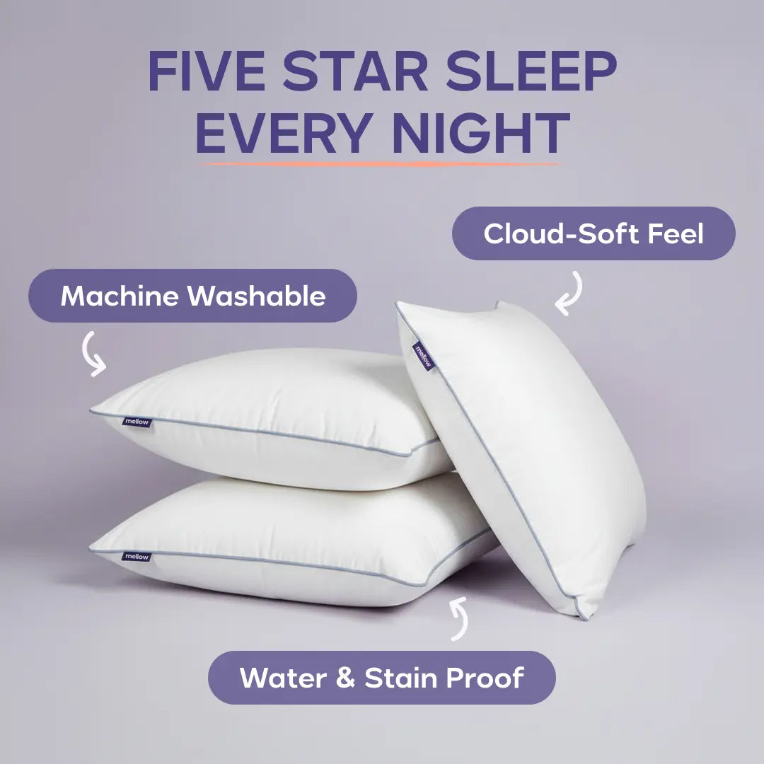 Mellow Sleep | Hotel Pillow Waterproof & Stain-Resistant Cloud-Soft Hypoallergenic Machine Washable Best Pillow of 2025